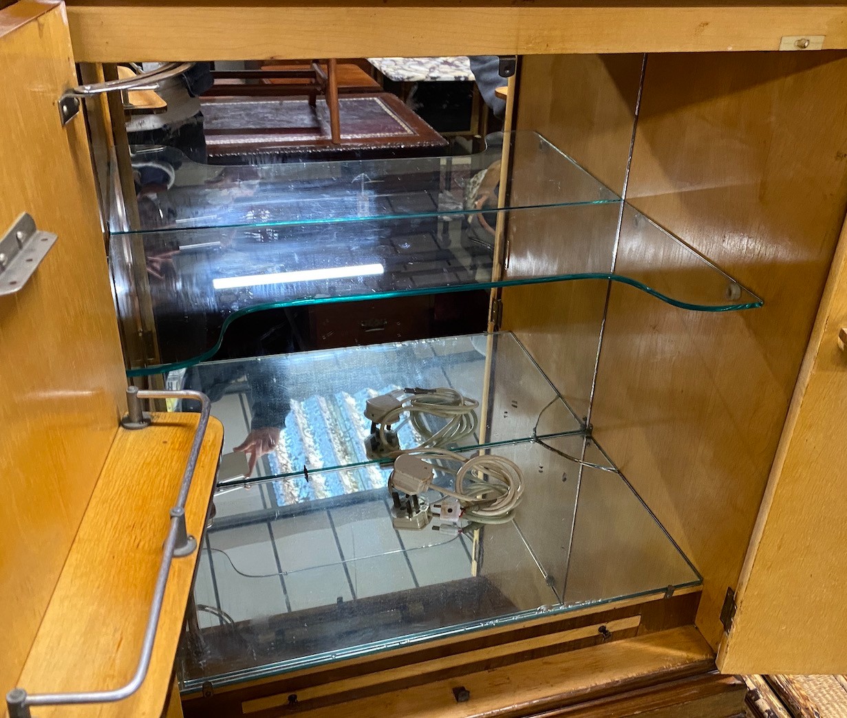 A Queen Anne style burr walnut cocktail cabinet, width 74cm, depth 46cm, height 145cm
